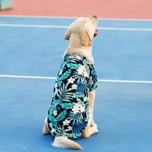 Il fornitore di prodotti per animali domestici di marca BPS accetta all'ingrosso camicia hawaiana serie foglia di palma girasole grandi vestiti per cani e gatti