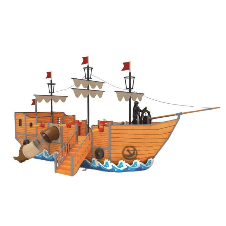 Bettaplay ahşap çocuk açık oyun alanı ekipmanları korsan gemisi slayt seti açık oyun alanı