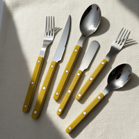 Ensemble de couverts écologiques style bistrot français, manche ABS riveté coloré, acier inoxydable 304, réutilisables pour restaurant et fête