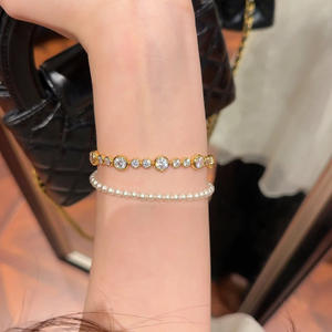 Nueva Pulsera de Diamantes de Corte Redondo a la Moda, Pulseras de Circonio Chapadas en Oro para Mujer, Joyería - Product Image 6