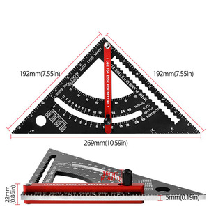 7英寸木工三角尺可调节多功能木工划线尺木工工具方形测量尺 - Product Image 5
