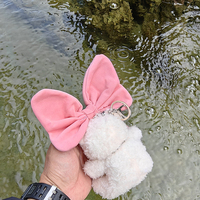 Ourson en peluche sac à dos pendentif voiture porte-clés nœud papillon mignon cartable poupée ornement chaîne