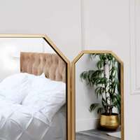 Miroir de maquillage moderne à trois volets en alliage d'aluminium léger, miroir de table arqué à 3 panneaux, miroir de sécurité trempé