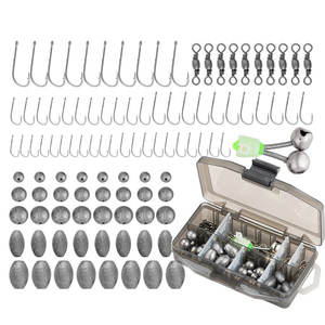 Bộ dụng cụ câu cá LUSHAZER 101 món/bộ gồm móc câu, xoay, chìm, quả cân, chuông, dành cho cá chép, cá vược, cá hồi nước ngọt, kèm hộp phụ kiện. - Product Image 1