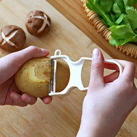 Idées de produits innovants 2025, éplucheur de fruits et légumes multifonctionnel écologique en acier inoxydable blanc, lame en acier inoxydable, poignée en ABS/PP