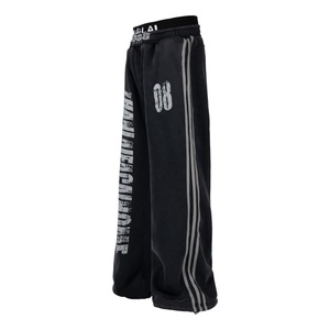 <span class=keywords><strong>Pantalones</strong></span> de chándal unisex de estilo americano urbano de otoño, desgastados, con letras vintage, de doble cintura, elegantes, de pierna curva y ancha - Product Image 6