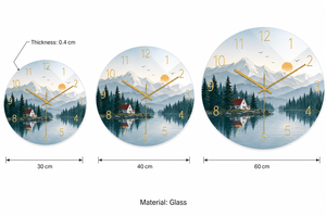 Orologio da Parete in Vetro Personalizzato con Paesaggio Alpino, Silenzioso al Quarzo, per Arredamento Caffè a Tema <span class=keywords><strong>Montagna</strong></span> - Product Image 6