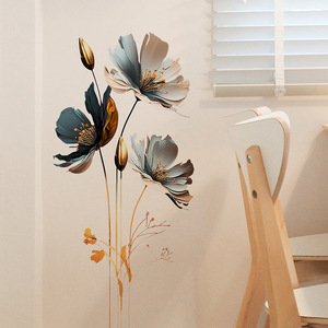1pcs Art Déco Texture tridimensionnelle en relief Fleurs Autocollants muraux en PVC pour la chambre à coucher Décoration intérieure pour enfants - Product Image 2