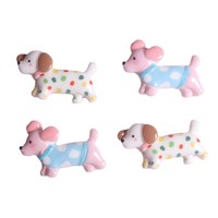 Charmes en résine pour animaux de compagnie, chiots mignons et plats, dessin animé, accessoires pour téléphone portable, pince à cheveux, autocollant pour réfrigérateur