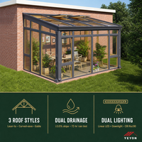 Vente directe usine : Véranda autoportante Sunny Joy en alliage d'aluminium à toit plat, 4 saisons, pour jardin d'hiver, chambre et extérieur