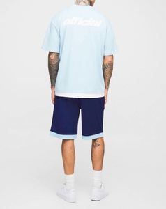 Light Blue Tall Oversized Official Faux Layer Hem T-Shirt & Airtex Basketball Short Set - Product Image 2