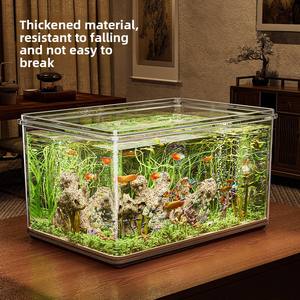 Beginners <span class=keywords><strong>aquarium</strong></span>, anti-val, milieuvriendelijk, transparant, rechthoekig, voor thuis, woonkamer, kleine goudvis, schildpad <span class=keywords><strong>aquarium</strong></span> - Product Image 4