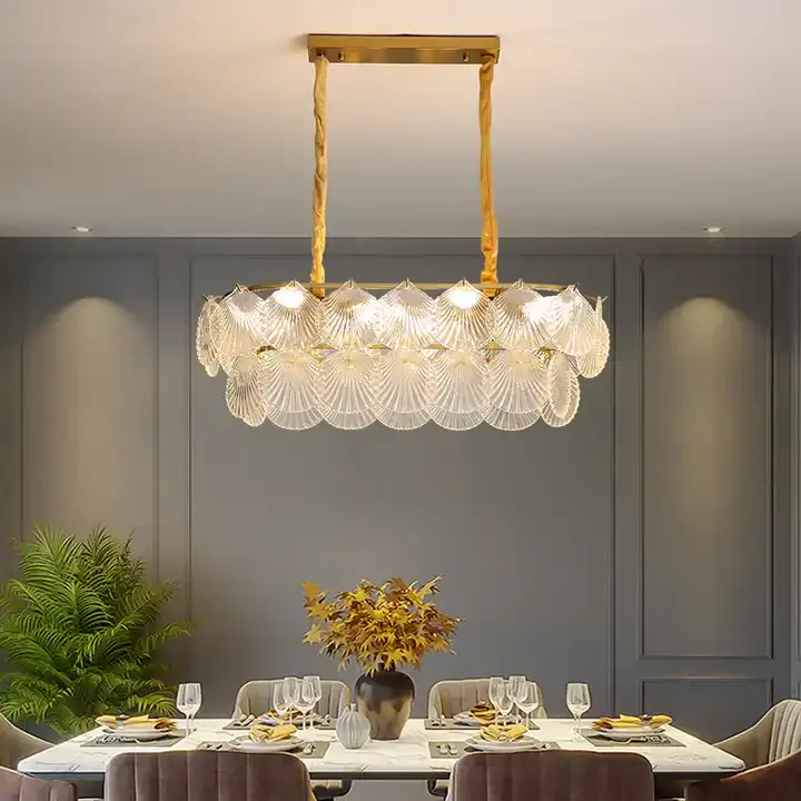 Hoge Kwaliteit Luxe Woonkamer Dinning Kamer Vierkant Ronde Moderne Hanglamp Koperglas Ijzeren Lamp Led Kroonluchter