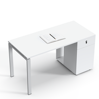 Escritorio de Oficina Modular Extensible con Marco de Madera Blanca Moderna y Gabinete Móvil, Tamaño Personalizable