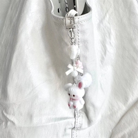 Porte-clés lumineux DIY motif chat et lapin en PVC, impression UV, design souple et respirant, multi-usage pour accessoires de téléphone