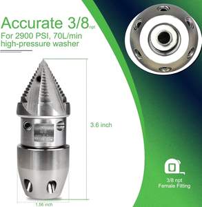 Boquilla de Limpieza de Alcantarillado Nueva de 3/8 Npt, 2900 PSI, 70 L/min, Lavadora a Presión de Acero Inoxidable, Rotación Rápida, <span class=keywords><strong>para</strong></span> Tuberías de Drenaje Municipales - Product Image 4