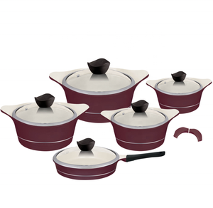 Ensemble de 10 ustensiles de cuisine en aluminium moulé sous pression, revêtement céramique antiadhésif sans PFOA, compatible induction, écologique, personnalisable en gros (OEM) - Product Image 1