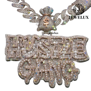 Meilleur prix Jewelux, pendentif en argent 925 plaqué or, forme luxueuse, certifié IGI, perle d'eau douce, charmes hip hop unisexes - Product Image 3