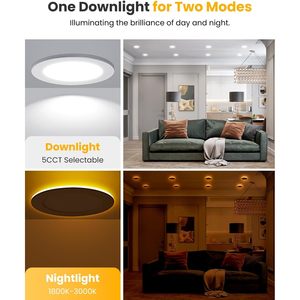 Recessed <b>Ceiling</b> <b>Light</b> 6 Inch 12W LED Dimmable Downlight 5CCT 2700K-6000K <b>Modern</b> Style Easy Installation - Product Image 2