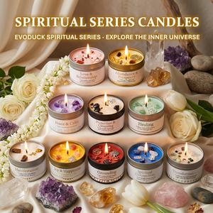 2 bougies de protection et de manifestation de la loi de l'attraction |   Bougie parfumée en cire de soja Sage Each 3 oz/total 6 oz avec cristal doré - Product Image 5