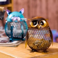 TOOARTS Boîte à monnaie en métal en forme de hibou Articles d'ameublement Artisanat