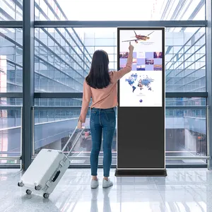 Özelleştirilmiş 32 43 50 55 65 inç Lcd ekran monitör interaktif Self servis zemin ayakta dokunmatik ekran Kiosk