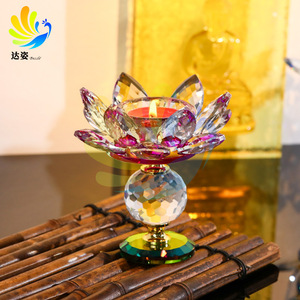 เชิงเทียนคริสตัลรูปดอกบัวหลากสี ทนความร้อน สำหรับบูชาทางศาสนา ตกแต่งวัด - Product Image 2