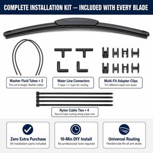 Lame d'essuie-glace sans cadre à pulvérisation d'eau de qualité supérieure, adaptateur multiple universel, essuie-glaces pour pare-brise pour <span class=keywords><strong>BMW</strong></span> Benz Audi, kit voiture - Product Image 4