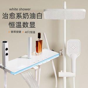 ชุดฝักบัวอาบน้ำ 6 ชิ้น รูปทรงสี่เหลี่ยมผืนผ้า ทองแดง พร้อมหน้าจอดิจิตอลควบคุมอุณหภูมิ ฝักบัวแบบเรนชาวเวอร์ - Product Image 2