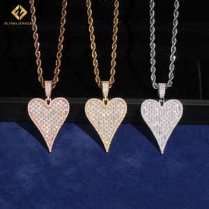 Colgante de Moissanita VVS de Fábrica, Estilo Hip Hop para Hombre, Corte Baguette, Colgante de Corazón de Moissanita, Plata 925, Pasa la Prueba del Diamante, Certificado GRA - Product Image 4