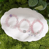 Kit de fabrication de bijoux en cristal DIY pour une meilleure confiance, avec perles de quartz rose naturel en forme de cœur de fille et de papillon, vente en gros