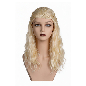 Set de Cabello de Cosplay de <span class=keywords><strong>Halloween</strong></span>, Largo y Rizado Dorado, Estilo Erys Targaryen, Madre de Dragones, Canción de Tronos, Hielo y Fuego, Fibra de Alta Temperatura - Product Image 2