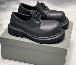 2026 New Premium Black Leather <b>Platform</b> Derby Shoes Chunky Big Toe Lace-Up Dress Shoes for Men - Product Image 1