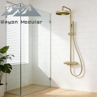 Sistema de Ducha de Alta Presión con Cabezal de Ducha Tipo Lluvia y Mezclador, Cromado en Oro, para Baño, Marca Wayon