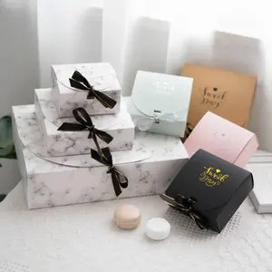 Custom Gift Cardboard Folding Wedding Chocolate Snack Packaging Boxes With Ribbon