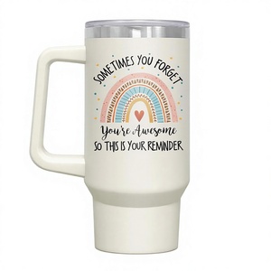 Mug de voyage minimaliste en acier inoxydable arc-en-ciel de 40 oz à double paroi isolé sous vide avec couvercle et poignée, tasse cadeau, isolation de 24 heures - Product Image 1