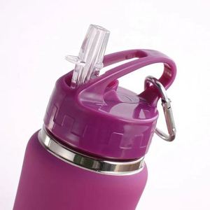 Botella de Agua Deportiva de Acero Inoxidable Personalizada al por Mayor, Termo para Gimnasio con Pajita y Tapa con Asa, Diseño de Vacío para Camping - Product Image 4