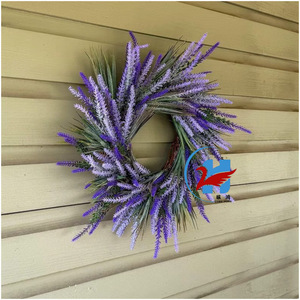 Décoration d'intérieur, fleurs artificielles à la lavande, <span class=keywords><strong>couronne</strong></span> en plastique faite à la main <span class=keywords><strong>de</strong></span> haute qualité, 45 cm, style campagnard, décorations <span class=keywords><strong>de</strong></span> plantes vertes - Product Image 4