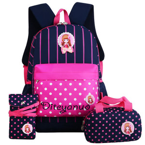 Amiqi Amic กระเป๋าเป้เดินทาง,กระเป๋าใส่แล็ปท็อปโรงเรียนชุด3ช่องลายจุดไนลอน - Product Image 5