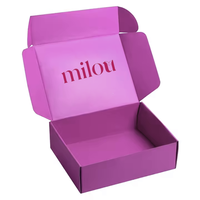 Boîtes d'expédition en carton ondulé rose avec logo personnalisé gaufrage emballage postal blanc pour vêtements chandails chaussettes stratification mate