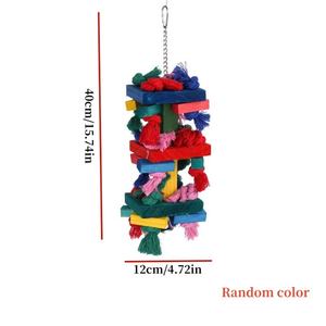 Juguetes Masticables Súper Duraderos para Pájaros, Loros, Cockatiels, Caja de Madera Colorida con Columpio Colgante y Cuentas para Periquitos - Product Image 2