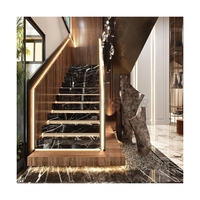 Escalier en marbre noir et or naturel de style luxueux Newstar, design personnalisé pour la décoration de la maison, marches d'escalier en marbre