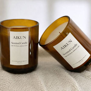 AIKUN Luxury Frosted Glass Natural Soy Wax Aromatherapy Candle Jar Packaging Box for Spa Hotel Private Label Bulk - Product Image 2