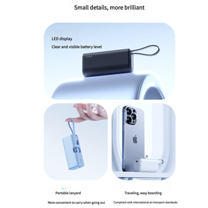2025 mới siêu sạc di động pd20w nhanh chargerkeychain mini 5000mAh Loại C được xây dựng trong cáp Mini KC ngân hàng điện cho điện thoại - Product Image 5
