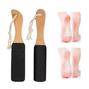 Factory Wholesale Long Handle Professional Double Sided Callus Remover Foot Filer Beech Wood Foot Scrubber Pedicure Foot File