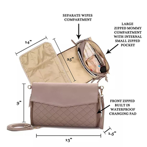 Petite mini pochette à <span class=keywords><strong>langer</strong></span> pour bébé en cuir végétalien matelassé rose avec station de matelas à <span class=keywords><strong>langer</strong></span> lavable - Product Image 6