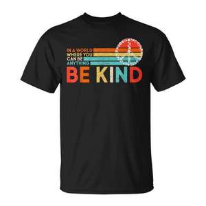 Camiseta Be Kind con diseño vintage del signo de la paz, camiseta promocional con mensaje del Día Mundial de la Amabilidad - Product Image 1