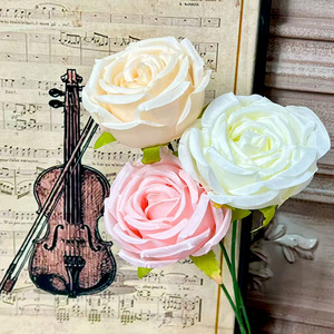 Rosas Artificiales de Tallo Único, Simuladas, de Seda, Realistas, para Decoración de Bodas y Hogar, Moldeadas por Inyección, Hechas en China - Product Image 5