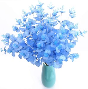 Fleur artificielle d'eucalyptus 40 cm 2 pièces, tige florale ronde en soie, Faux Dollar vert argent, plantes pour mariage - Product Image 1