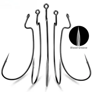 Hotsale 10pcs/bag Worm Jig High Carbon Steel Barbed Hook With Best Price 8#-5/0# Crooked Mouth